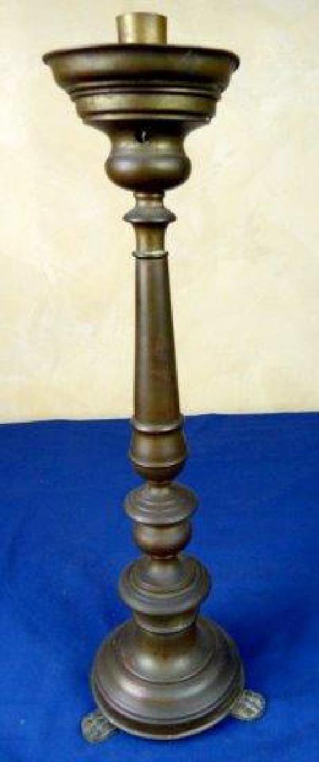 ANTIQUE METAL CANDLESTICK, PAW FEET, ROUND BASE, APPROX (1 of 2)
