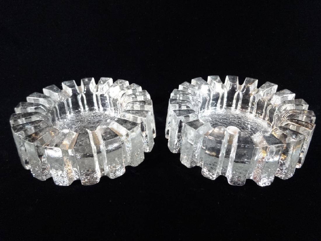 PAIR GLASS ASHTRAYS, APPROX 2"H X 6" DIAMETER (1 of 4)