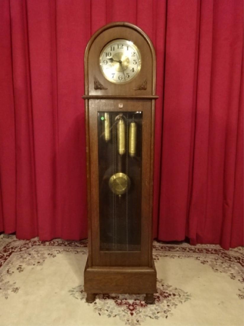 DOME TOP GRANDFATHER CASE CLOCK, EARLY 20TH C., BRASS