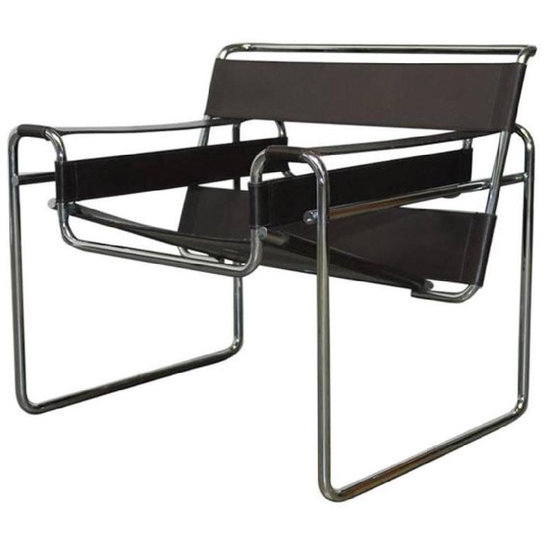 MARCEL BREUER WASSILY STYLE ARMCHAIR REPLICA, TUBULAR (1 of 5)