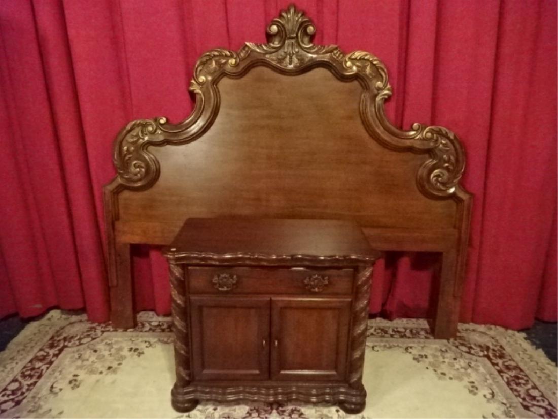 2 PC FRENCH STYLE KING BED AND NIGHTSTAND, GOOD (1 of 4)
