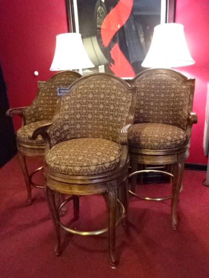 3 CENTURY FURNITURE BARSTOOLS, SWIVEL SEATS, MEDIUM (1 of 8)