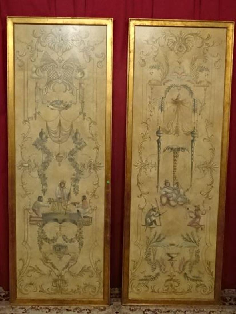 PAIR LARGE FRAMED MONKEY PRINTS WITH CAVORTING MONKEYS (1 of 6)