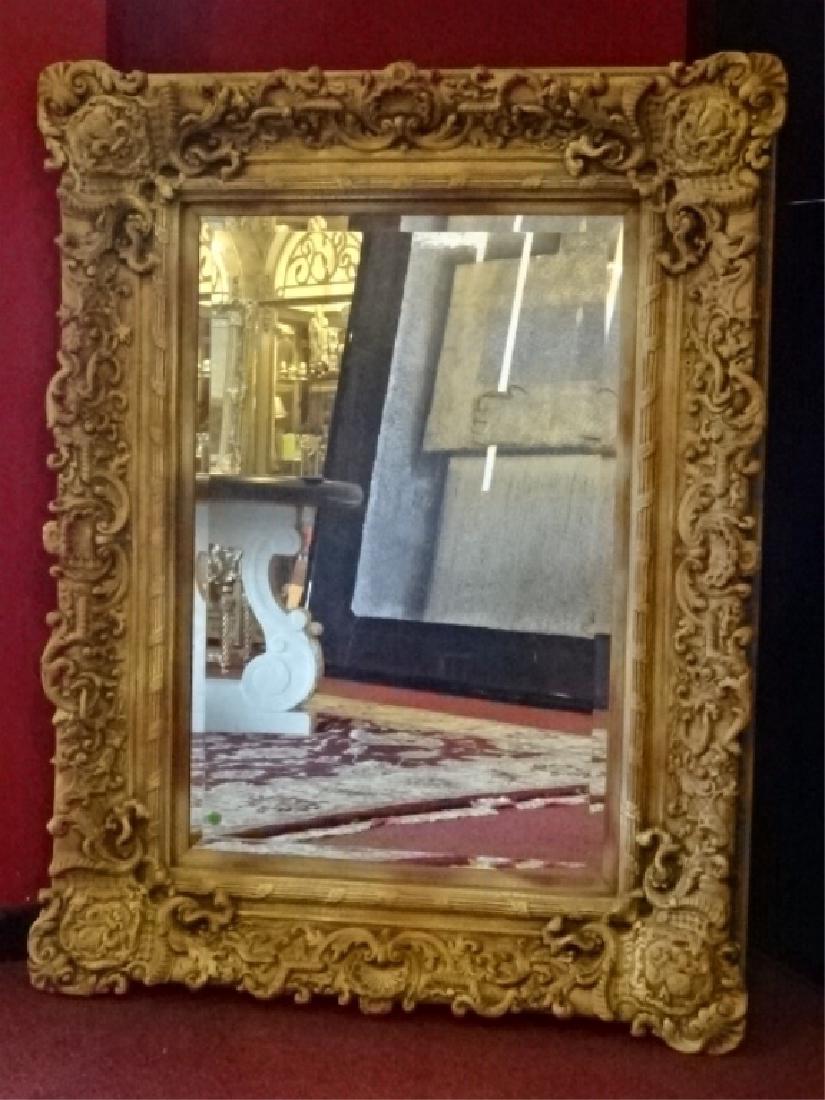 LARGE ROCOCO STYLE MIRROR, RECTANGULAR FRAME WITH FLEUR (1 of 3)