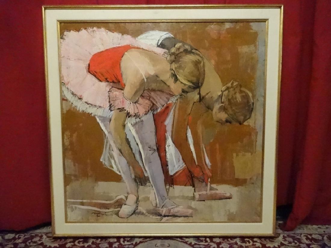 GERALD FAIRCLOUGH (1946-) PAINTING, 2 BALLET DANCERS, (1 of 5)