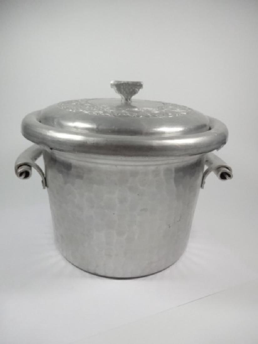 VINTAGE HAMMERED METAL ICE BUCKET WITH CERAMIC (1 of 5)