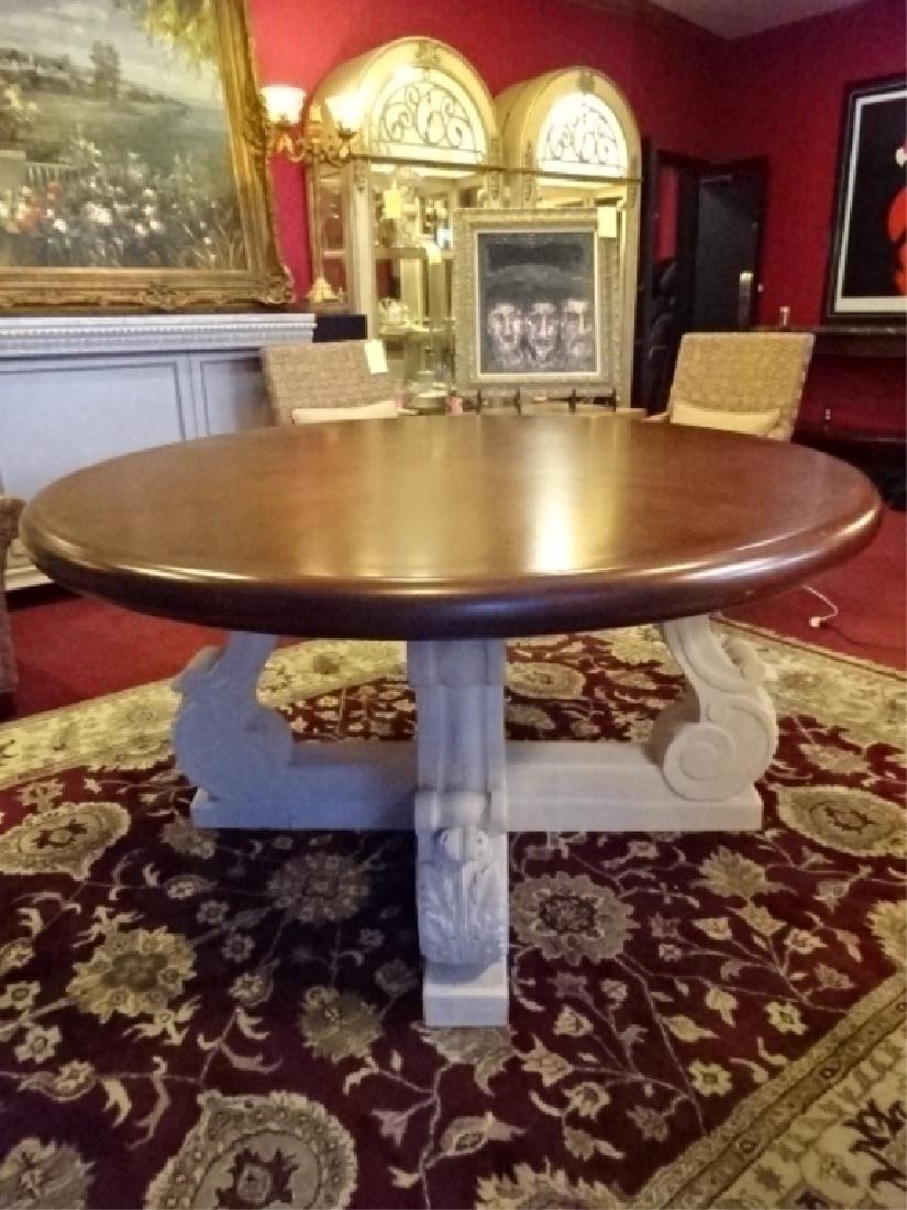 LARGE WOOD AND CAST STONE CENTER TABLE, ACANTHUS LEAF (1 of 6)