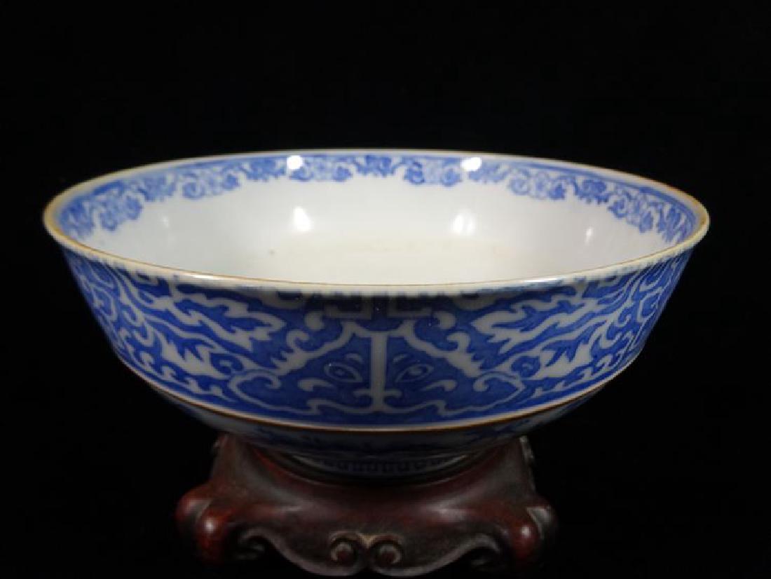 CHINESE PORCELAIN BOWL, BLUE AND WHITE PAINTED SCENES, (1 of 6)