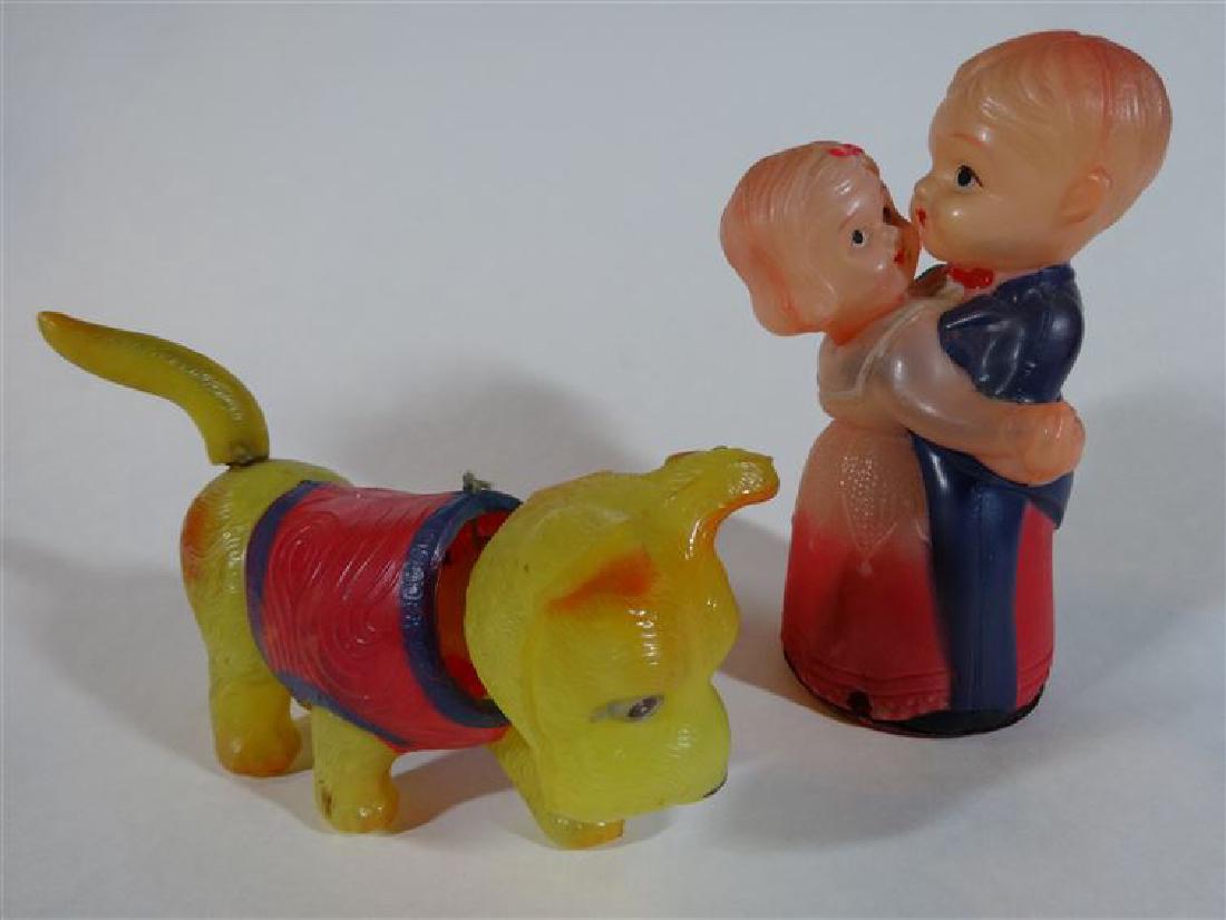 2 VINTAGE CELLULOID TOYS WITH WIND UP MOVEMENT, DOG AND (1 of 7)