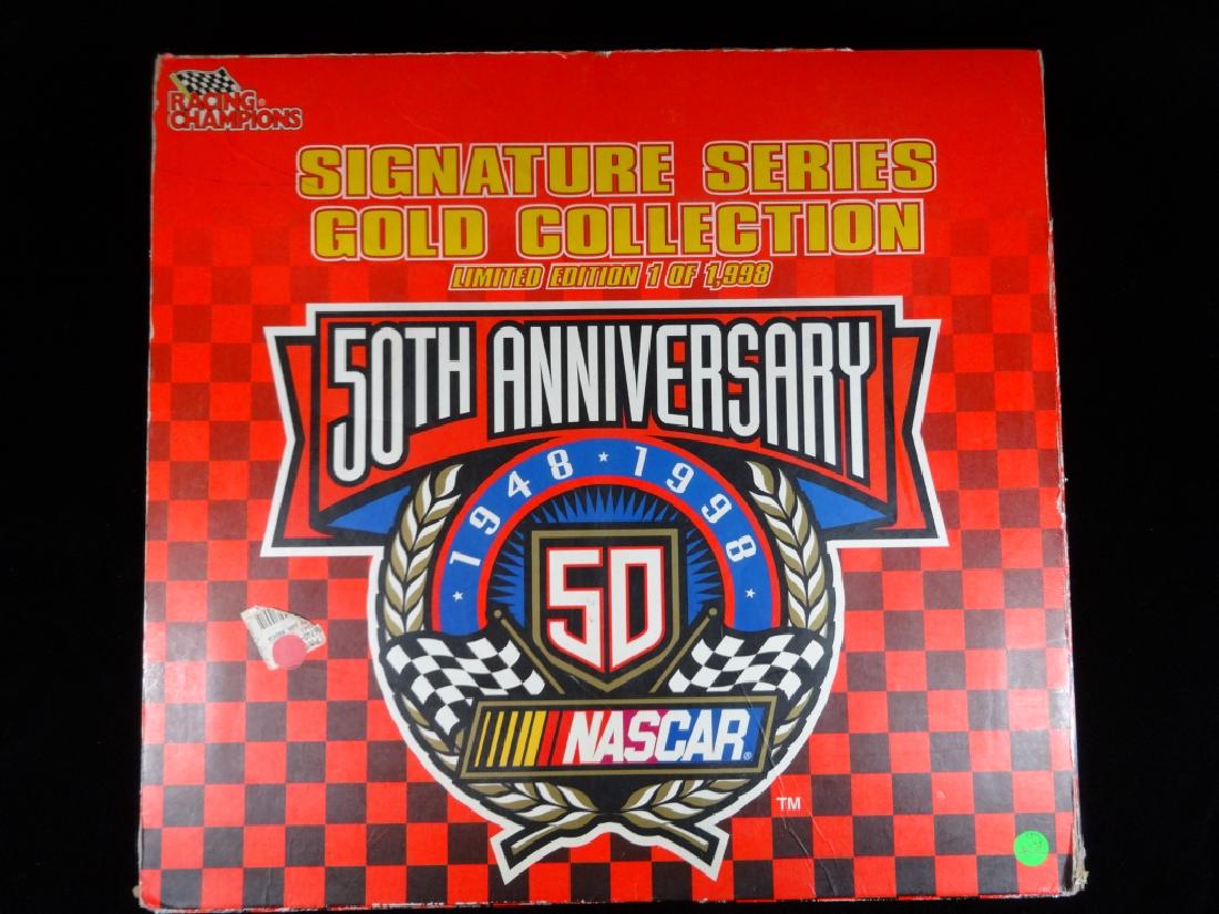12 NASCAR COLLECTION TOY METAL CARS BOXED SET, 50TH: 12 NASCAR COLLECTION TOY METAL CARS BOXED SET, 50TH ANNIVERSARY COLLECTION, UNOPENED IN ORIGINAL BOX, VERY GOOD VINTAGE CONDITION WITH SOME WEAR TO BOX, 20" X 19" X 3", SKU531.04