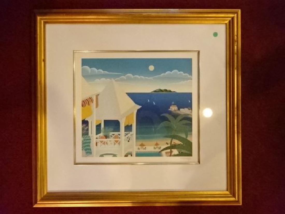 THOMAS MCKNIGHT SIGNED SERIGRAPH, LIMITED EDITION, ST.: THOMAS MCKNIGHT SIGNED SERIGRAPH, LIMITED EDITION, ST. KITTS - CARIBBEAN DREAMS, PENCIL SIGNED LOWER RIGHT, NUMBERED LOWER LEFT, WITH CERTIFICATE OF AUTHENTICITY, FRAMED SIZE 34" X 32", SKU530.01