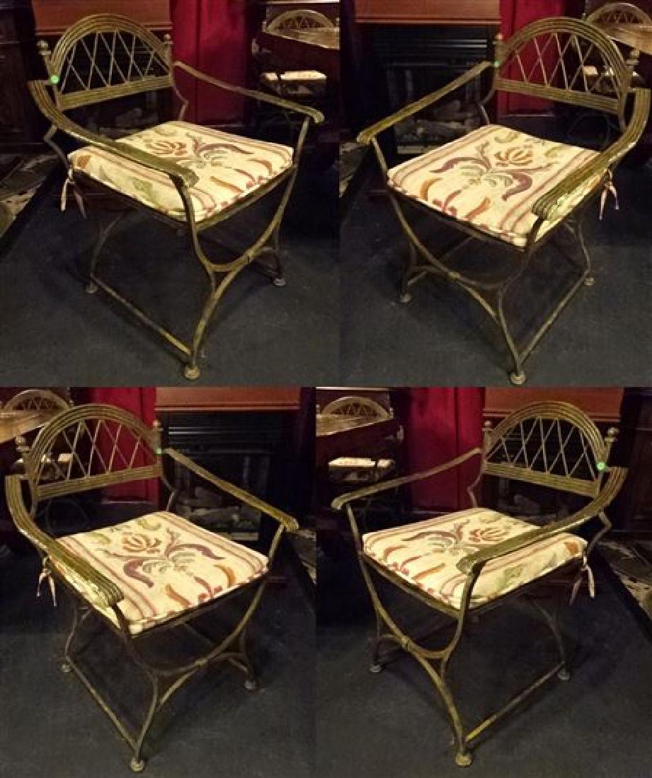 4 ITALIANATE METAL ARMCHAIRS WITH FOLIATE PRINT (1 of 8)