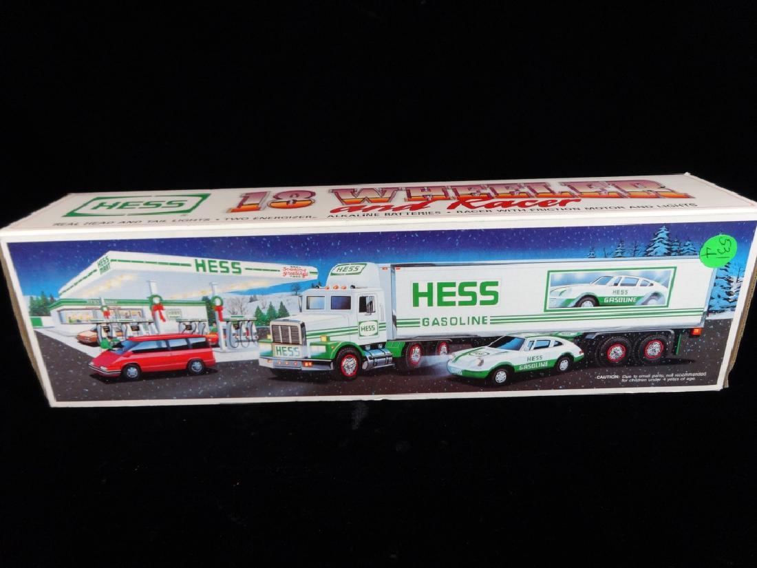 HESS TOY 18 WHEELER TRUCK AND CAR, IN ORIGINAL BOX, (1 of 4)