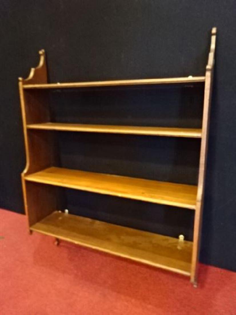 VINTAGE WALL MOUNT WOOD BOOK CASE, 4 SHELVES, VERY GOOD (1 of 4)