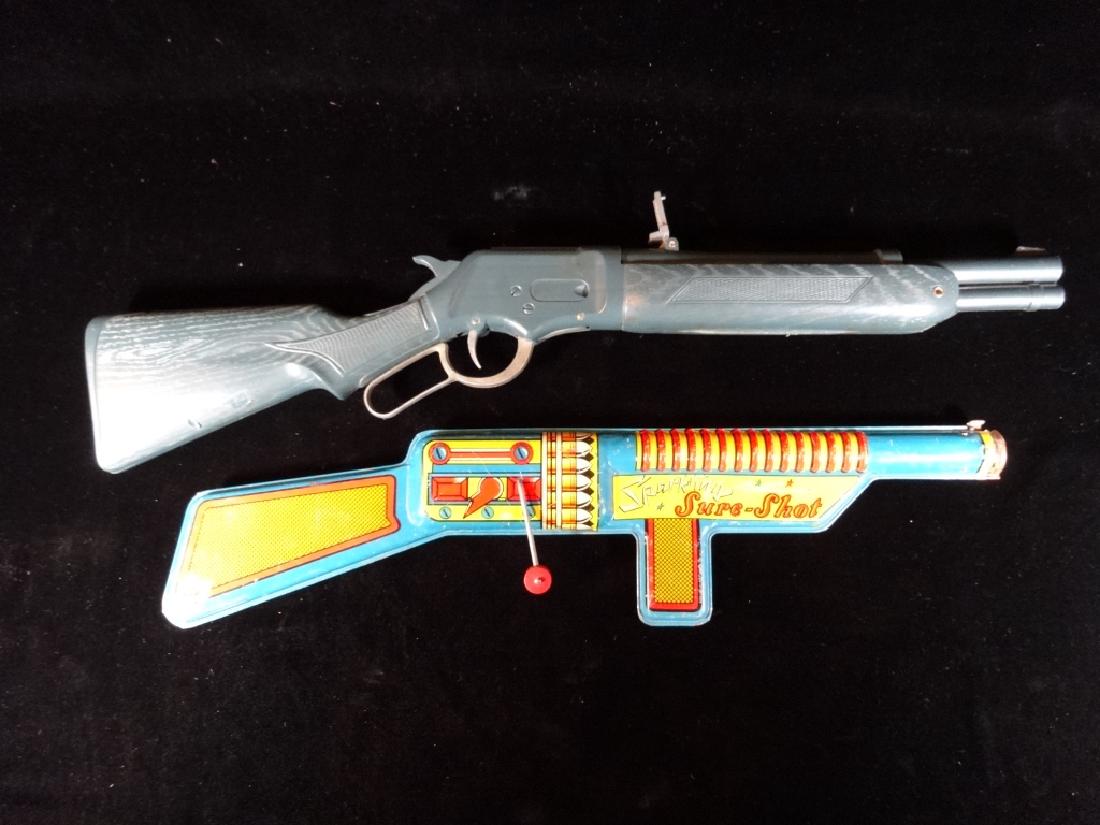 2 VINTAGE METAL TOY CAP GUNS, MID CENTURY, INCLUDES: 2 VINTAGE METAL TOY CAP GUNS, MID CENTURY, INCLUDES "SPARKLING SURE SHOT", VERY GOOD VINTAGE CONDITION, UNTESTED, SKU531