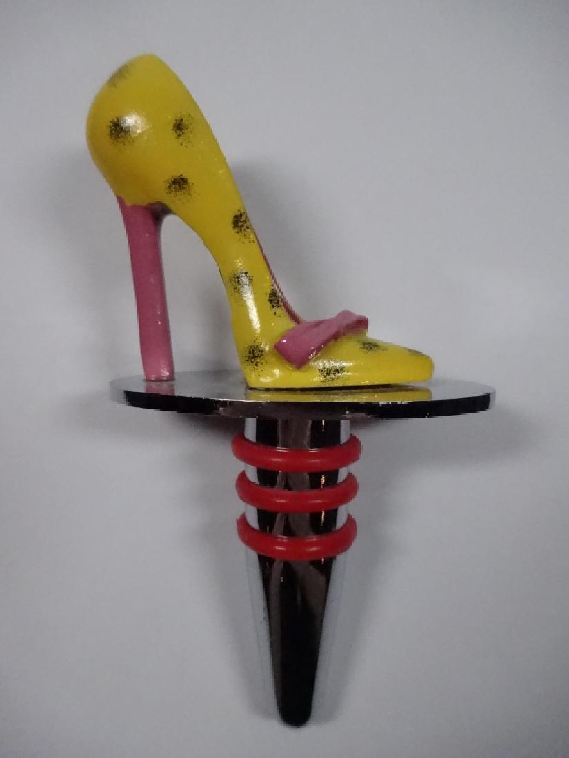 WINE STOPPER, YELLOW HIGH HEEL SHOE, COMPOSITE, APPROX: WINE STOPPER, YELLOW HIGH HEEL SHOE, COMPOSITE, APPROX 4"H, WITH BOX