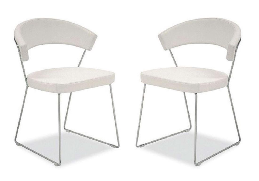 PAIR CALLIGARIS ITALIAN WHITE LEATHER CHAIRS, "NEW