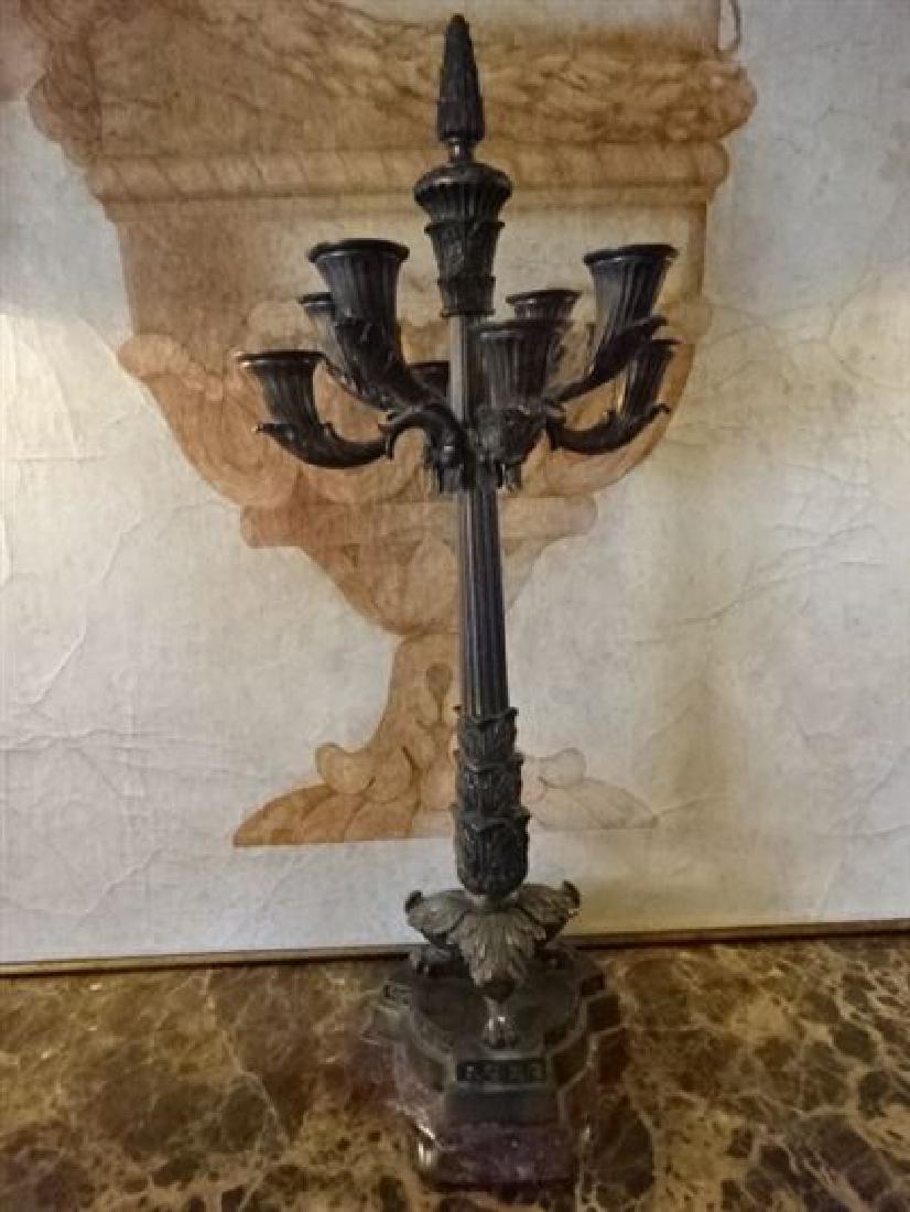 LARGE BRONZE AND MARBLE CANDELABRA, 8 LIGHTS ON TWO (1 of 10)