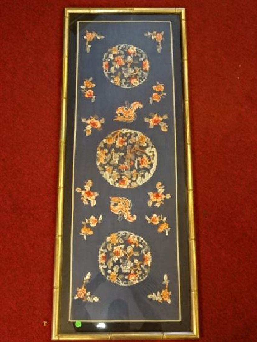 FRAMED ASIAN EMBROIDERED PANEL, FLOWERS AND (1 of 7)