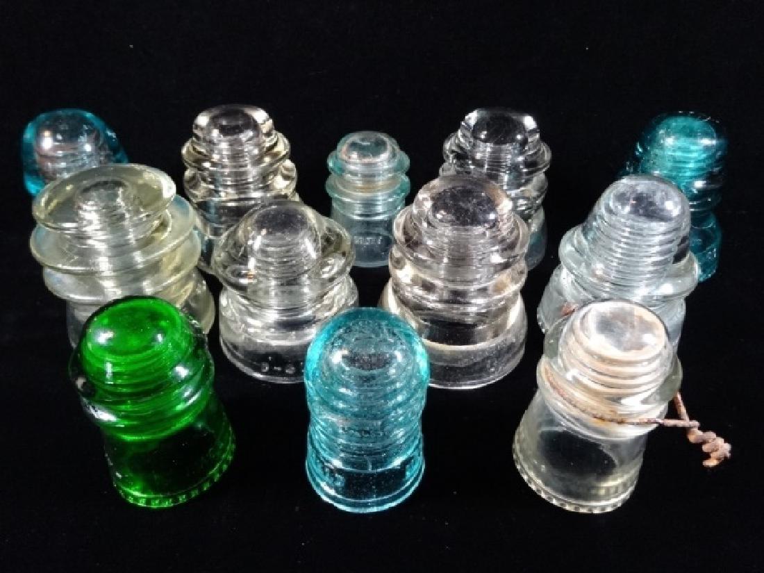 12 GLASS ELECTRICAL INSULATORS, INCLUDES 3 WHITALL (1 of 5)