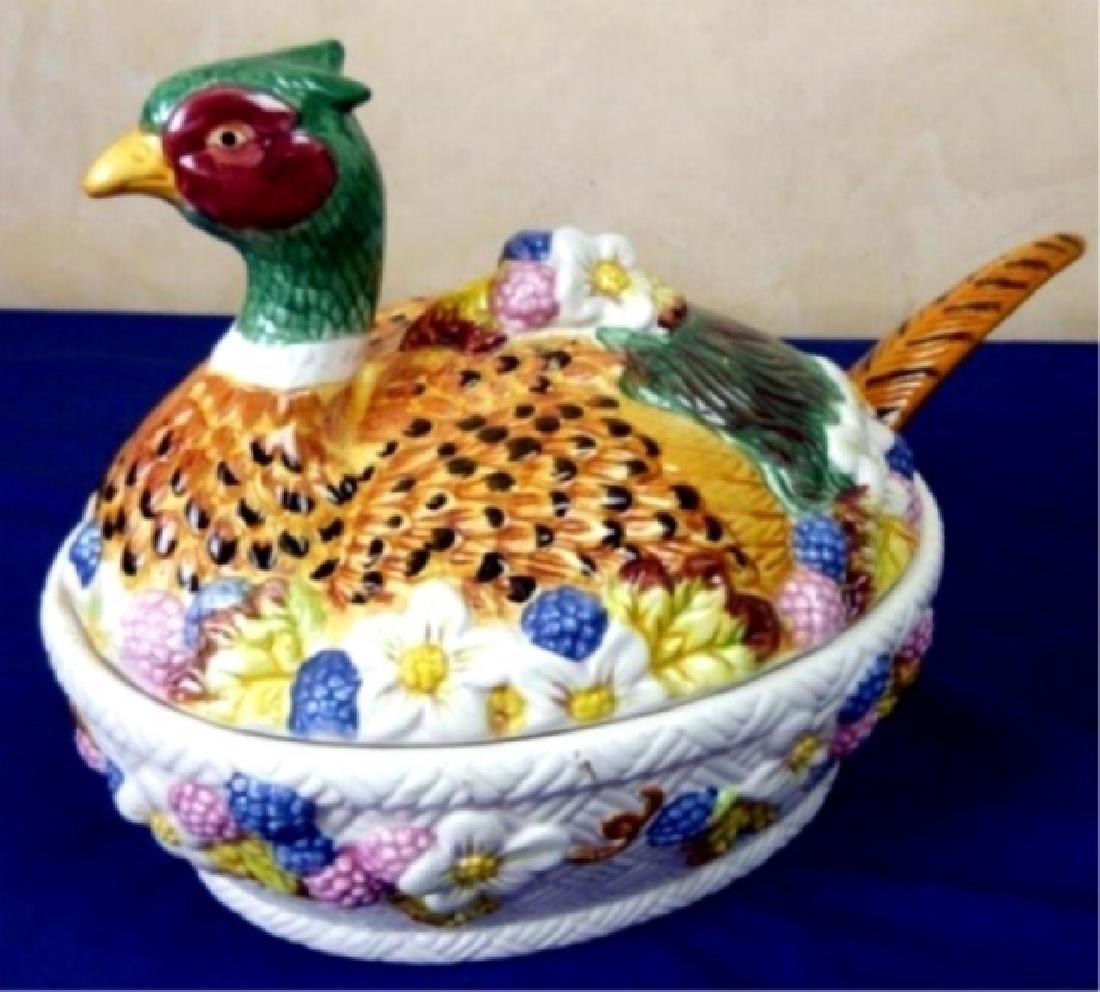 20TH CENTURY CERAMIC TUREEN AND LADLE UNMARKED, APPROX (1 of 2)