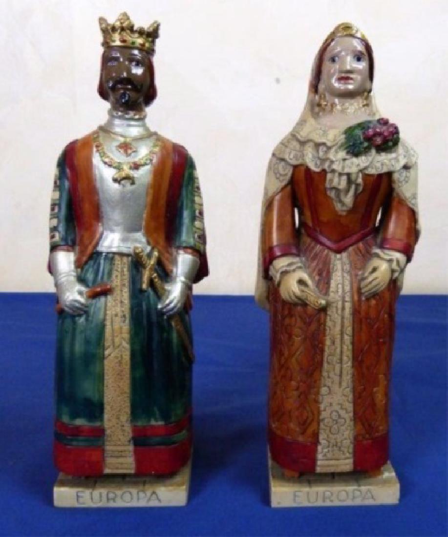 PAIR EUROPEAN CERAMIC PAINTED FIGURINES, KING AND (1 of 4)