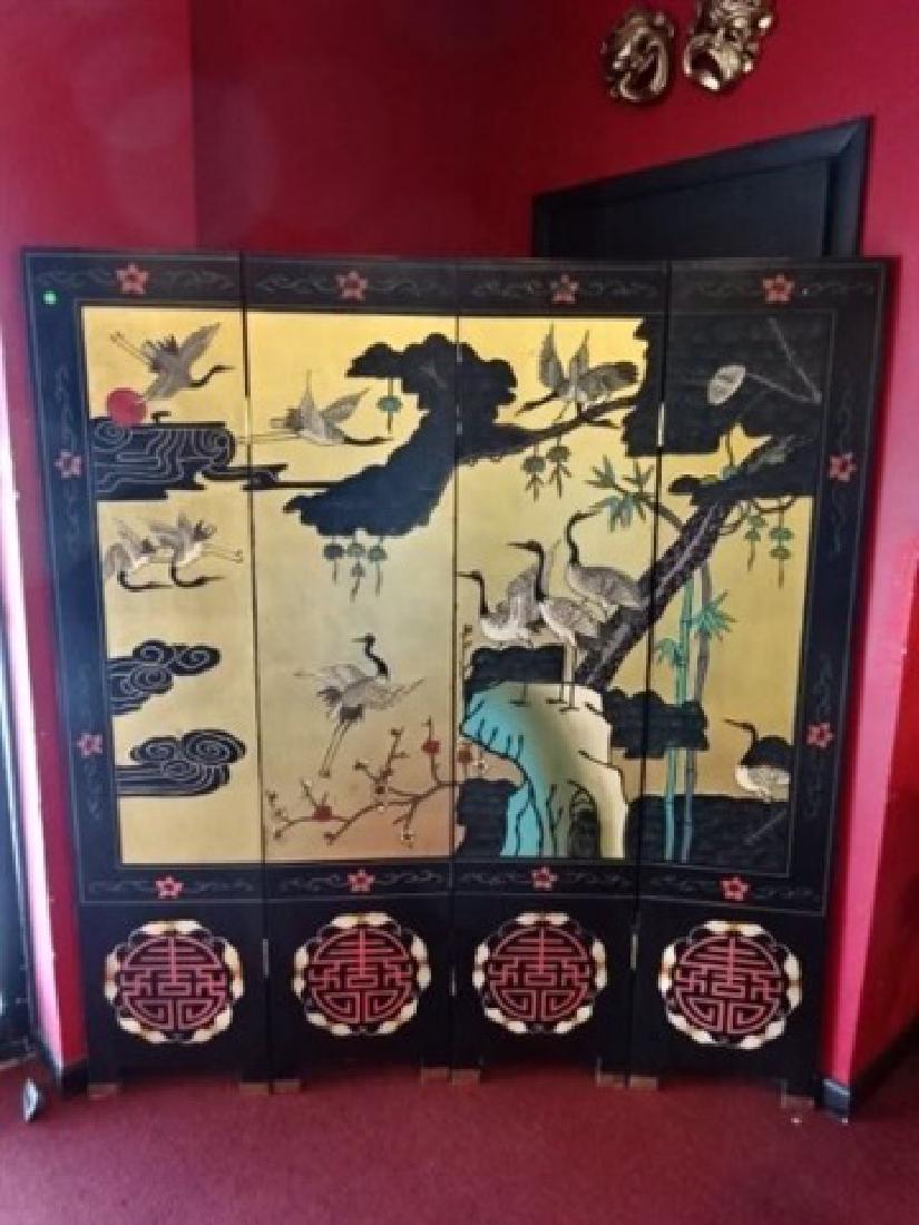 CHINESE PANEL COROMANDEL SCREEN, GOLD GILT AND PAINTED (1 of 9)