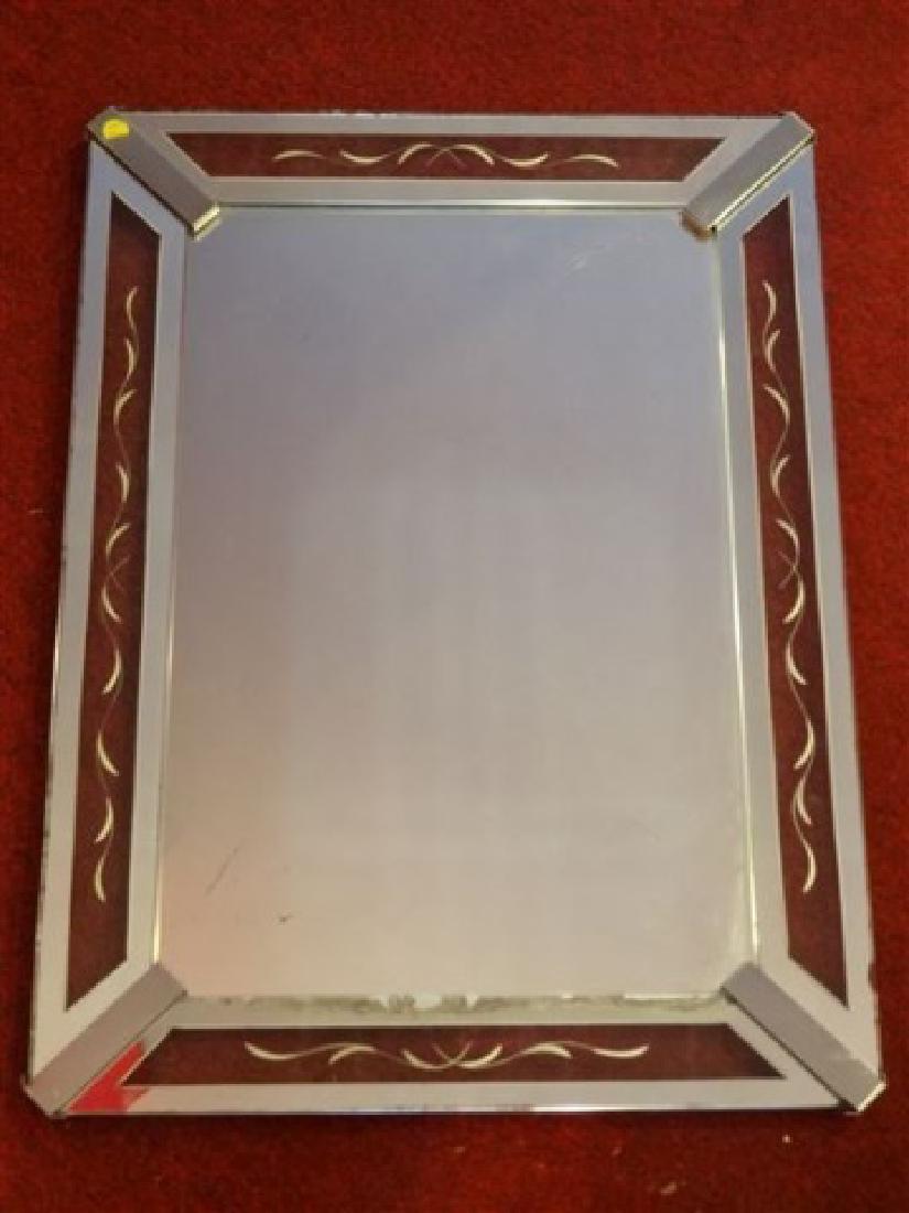 MID CENTURY MIRROR, CHROME AND MIRRORED GLASS FRAME, (1 of 4)