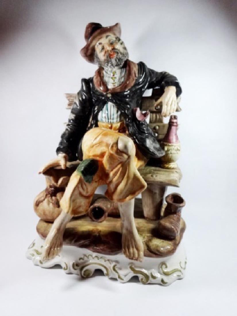CAPODIMONTI PORCELAIN FIGURINE, MAN ON BENCH, APPROX (1 of 8)