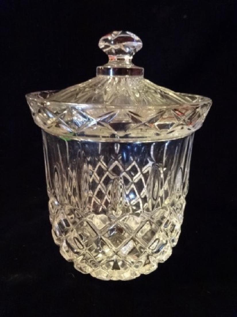 CRYSTAL JAR WITH LID, APPROX 7" X 5" (1 of 4)