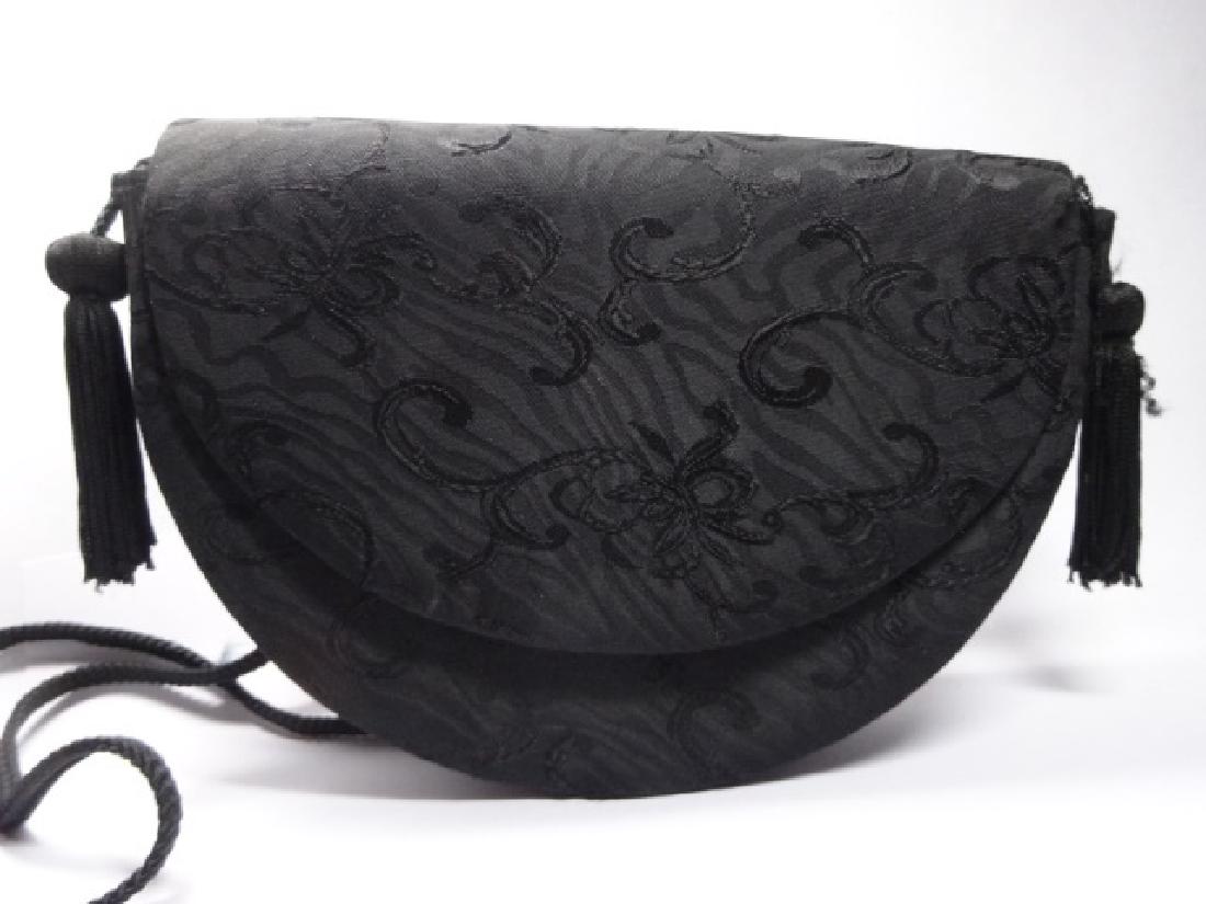 BLACK EVENING BAG, FABRIC, APPROX 7.5" X 5.75" X 2" (1 of 5)