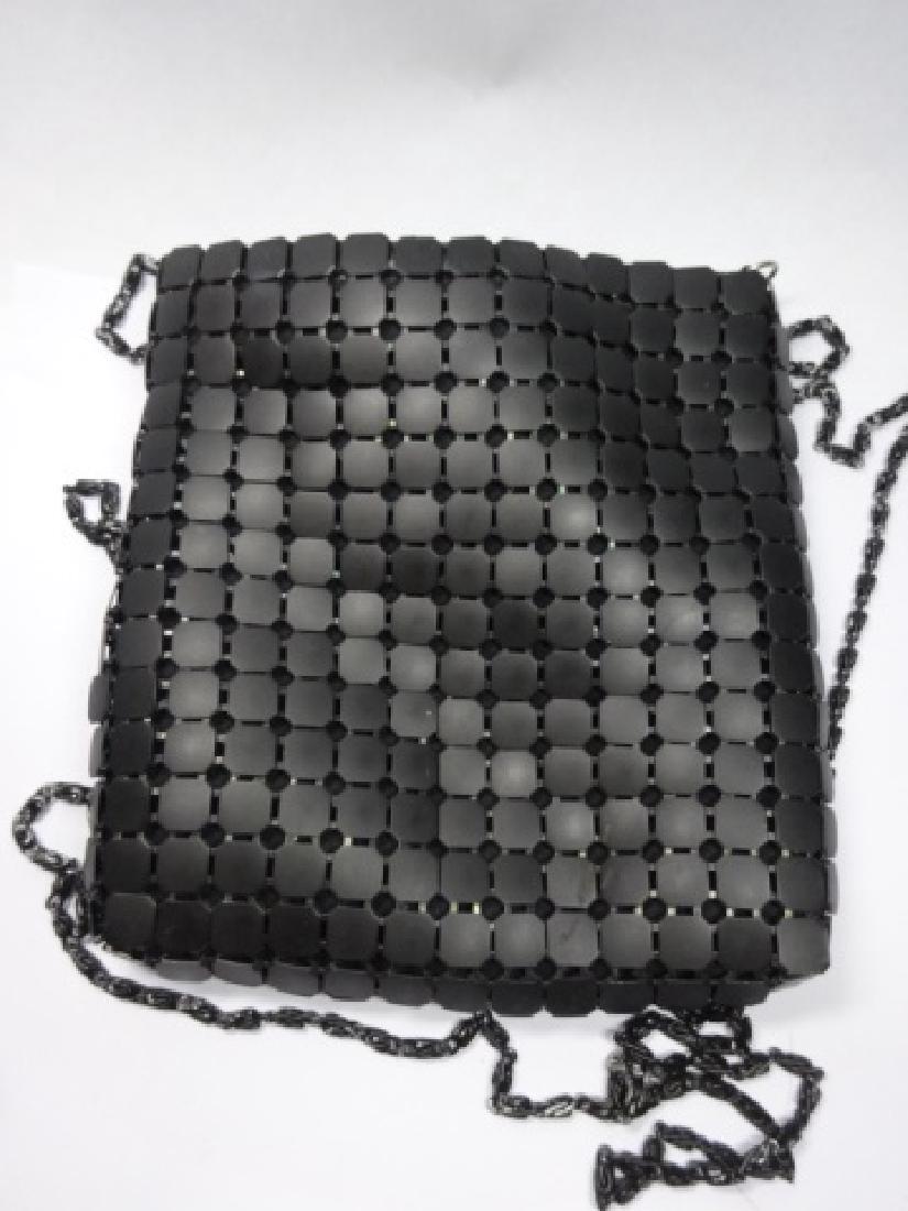BLACK METAL EVENING BAG, APPROX 6.25" X 6" X 1" (1 of 4)
