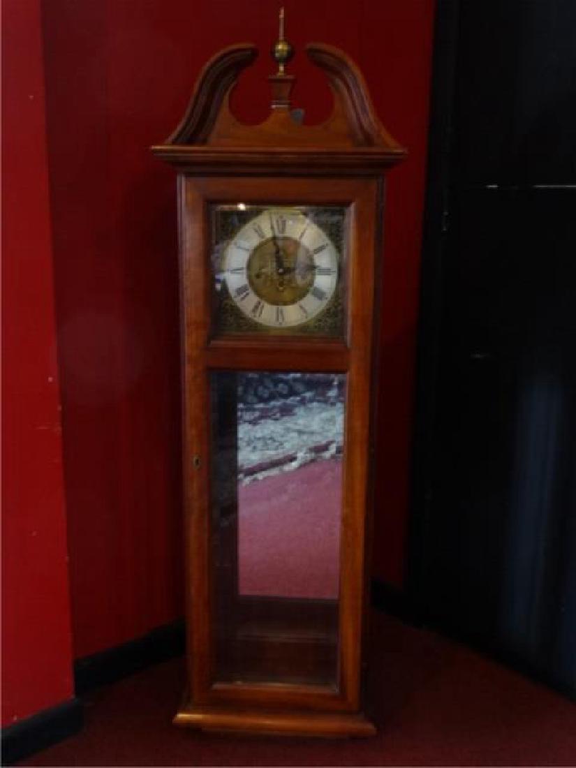 VINTAGE WEST GERMANY WALL CASE CLOCK, BRASS FINIAL (1 of 4)
