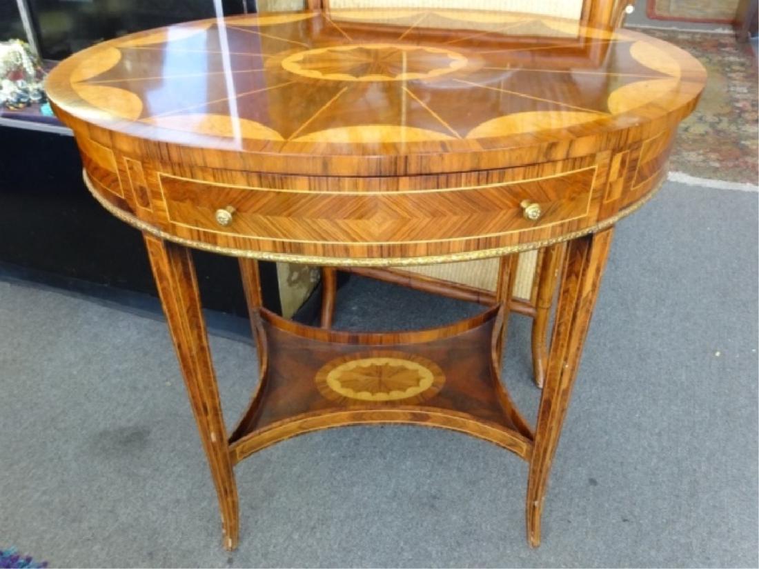MAITLAND SMITH OVAL MARQUETRY TABLE WITH UNDERTIER, (1 of 9)