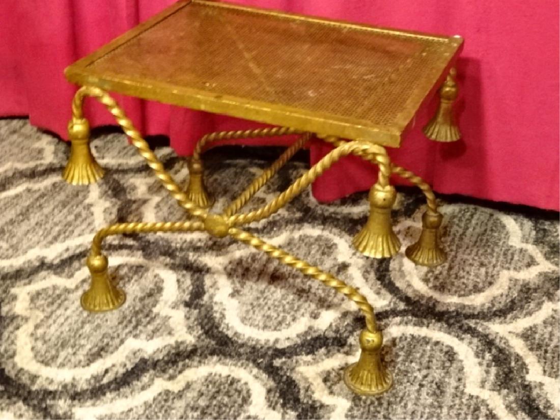 HOLLYWOOD REGENCY STYLE METAL TABLE, ROPE AND TASSEL (1 of 4)