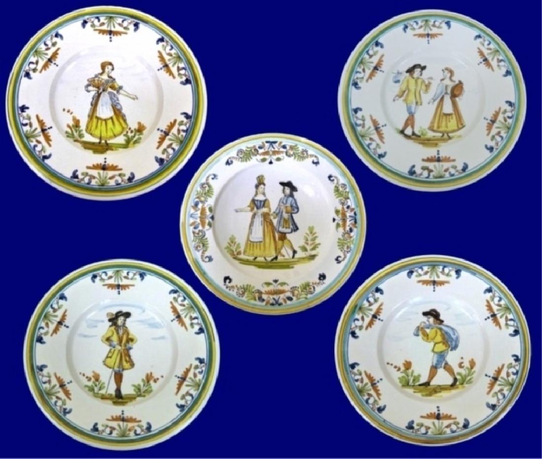 5 LARGE HAND PAINTED CERAMIC CHARGER PLATES, IMAGE OF (1 of 6)