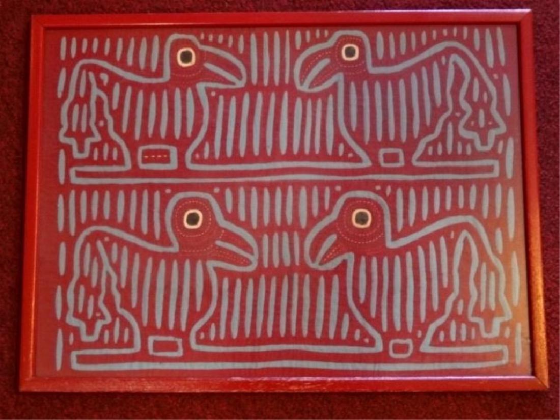 PANAMANIAN KUNA MOLA TEXTILE ART, 4 BIRDS, VERY GOOD (1 of 4)