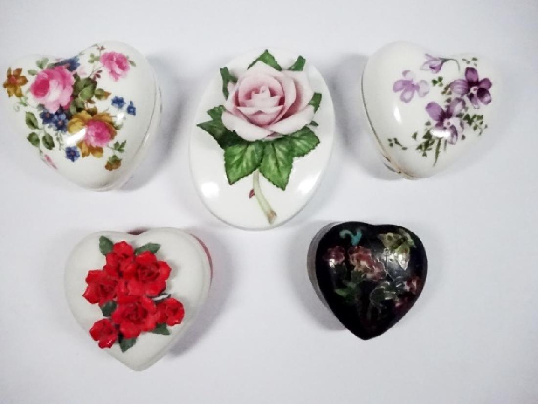 5 PC TRINKET BOXES, INCLUDES HEART SHAPED CHINESE (1 of 13)