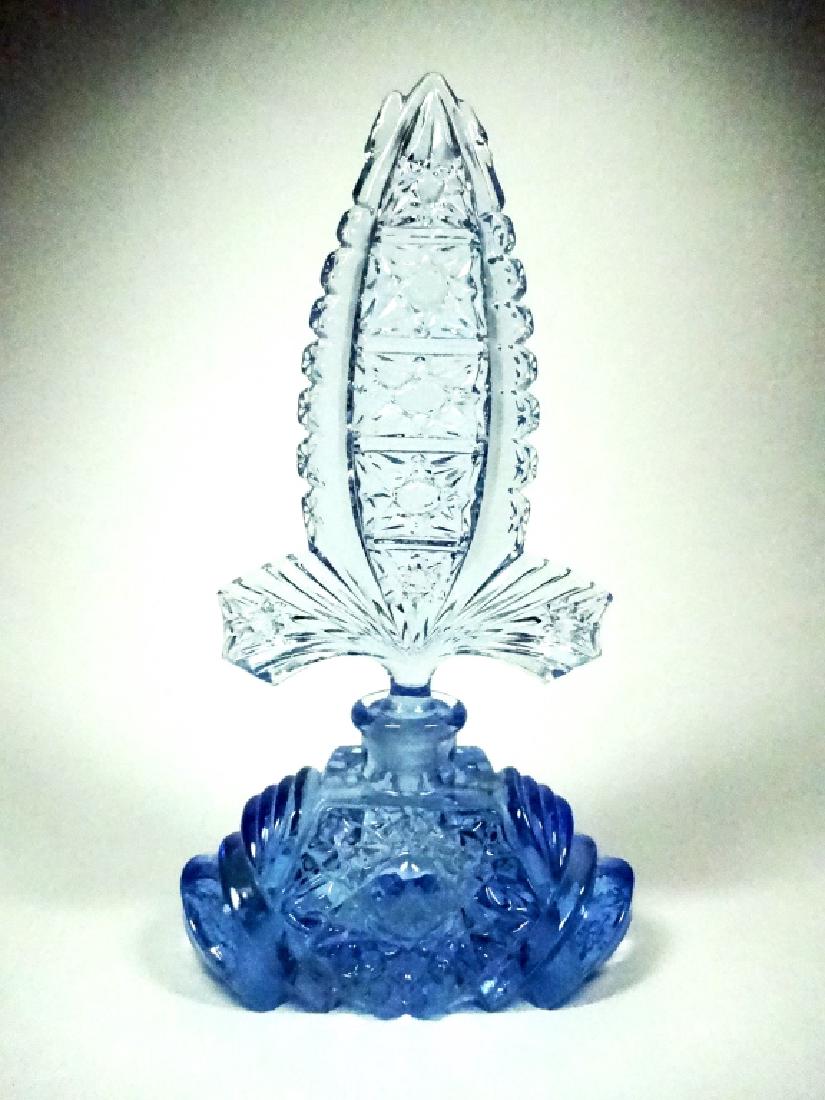 LARGE CRYSTAL PERFUME BOTTLE, BLUE BASE WITH BLUE (1 of 6)