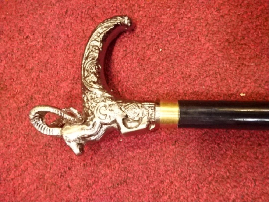 RAM MOTIF CANE / WALKING STICK WITH HIDDEN SWORD, VERY (1 of 4)