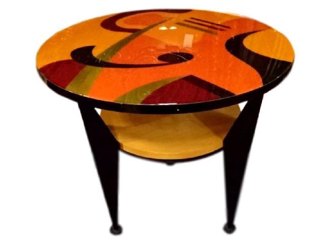 BENJAMIN LE SIGNED SIDE TABLE WITH UNDERTIER, STAINED (1 of 5)