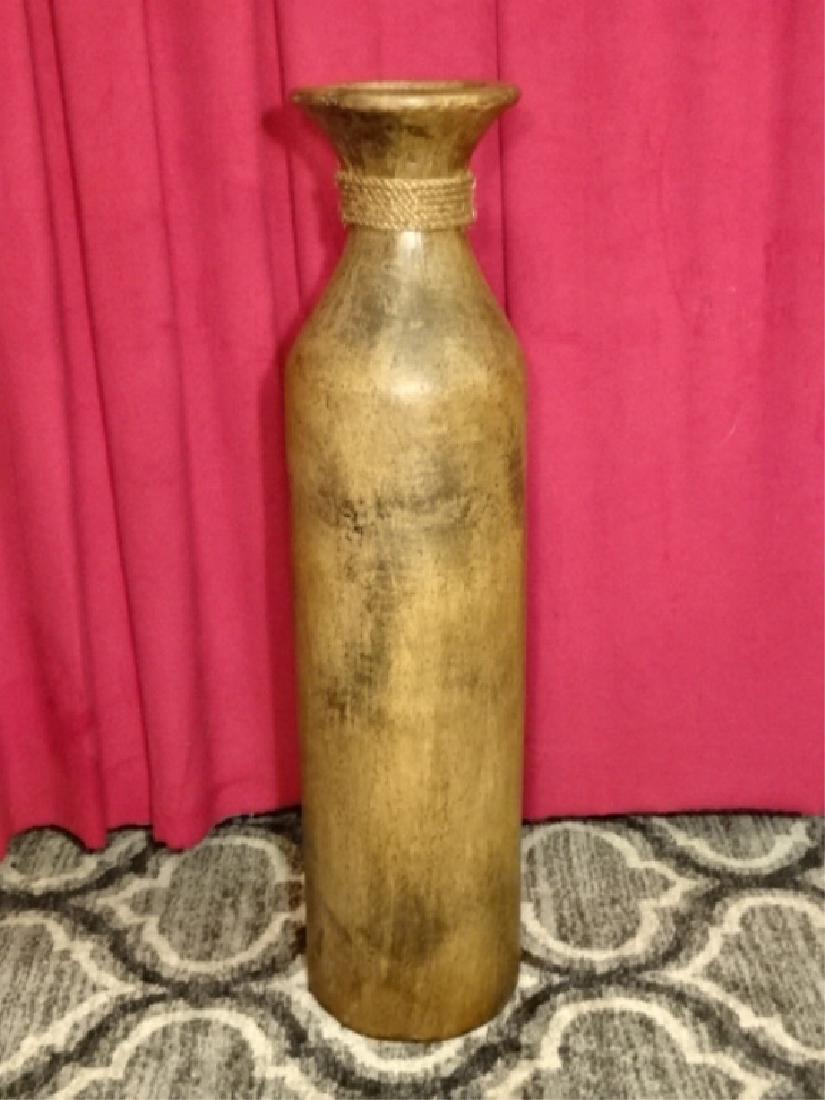 LARGE POTTERY FLOOR VASE, BROWN GLAZE, VERY GOOD (1 of 4)