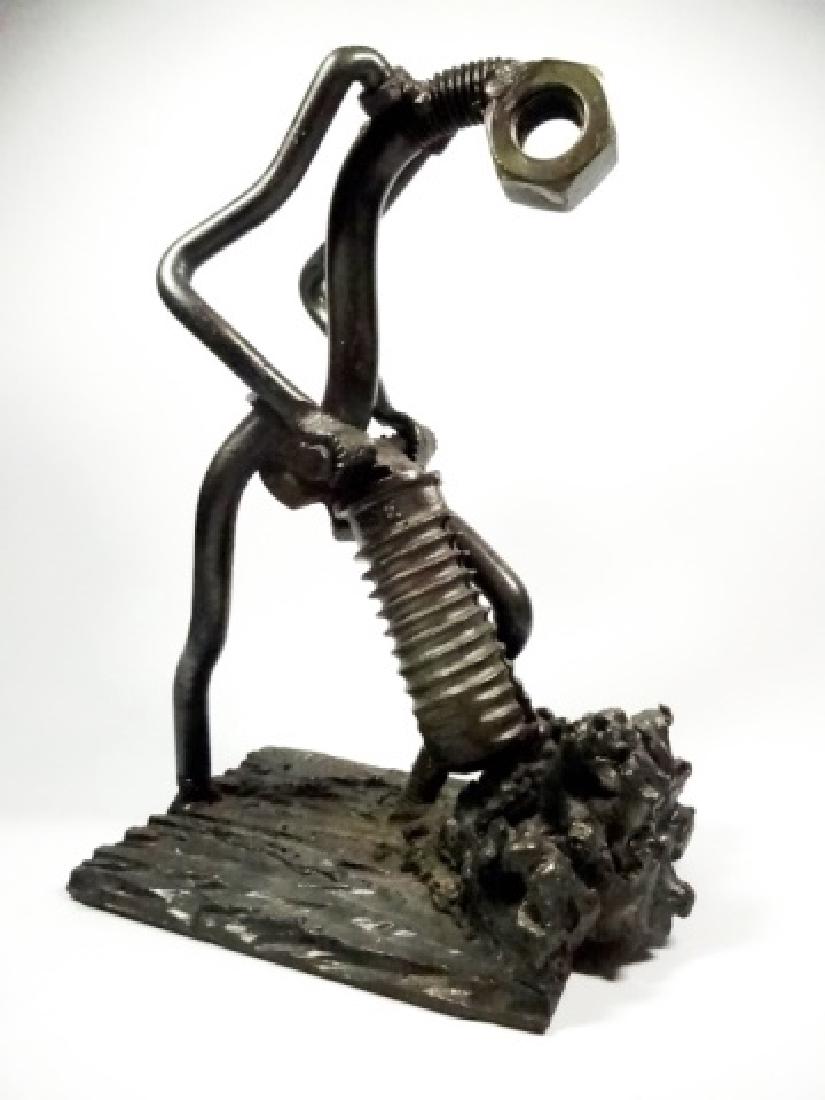 SIGNED METAL SCULPTURE, NUTS & BOLTS, JACKHAMMER MAN (1 of 8)
