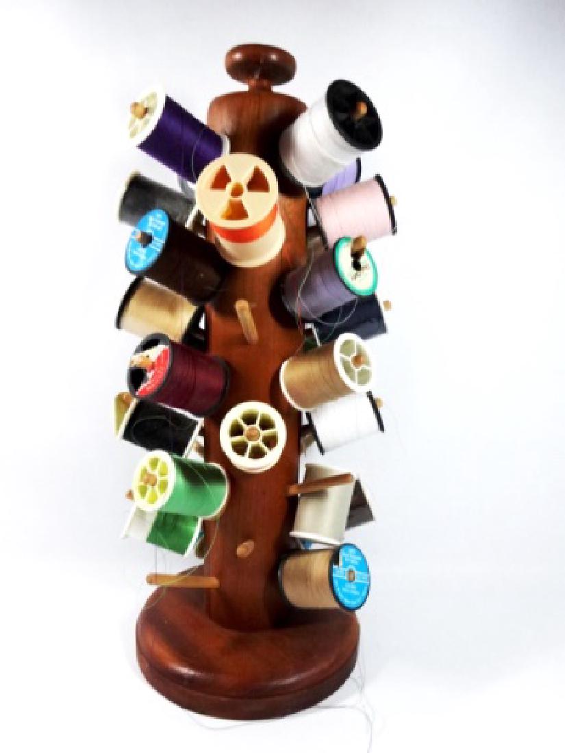 WOODEN THREAD SPOOL HOLDER, APPROX 15"H, THREAD (1 of 5)