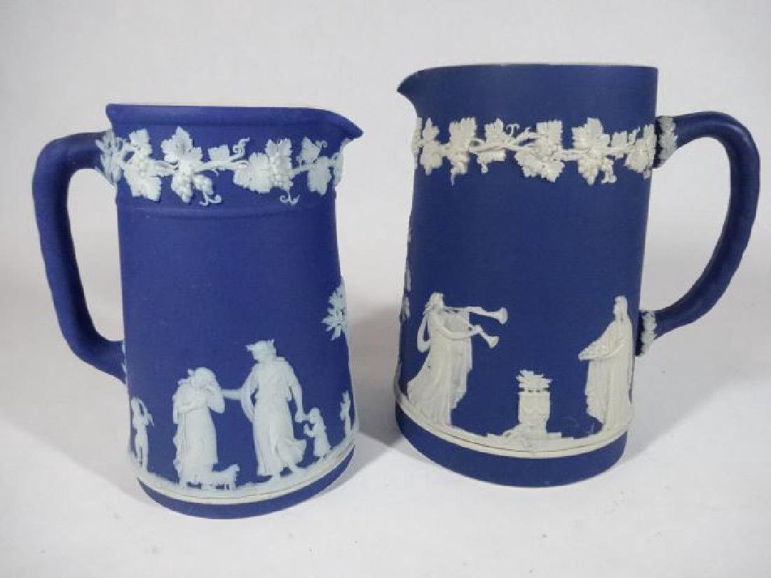 2 WEDGWOOD PORCELAIN JASPERWARE PITCHERS, DARK BLUE AND (1 of 7)