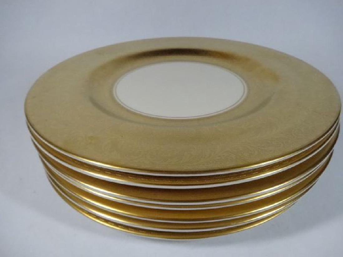 8 VINTAGE PICKARD PORCELAIN PLATES, GOLD AND WHITE, (1 of 4)