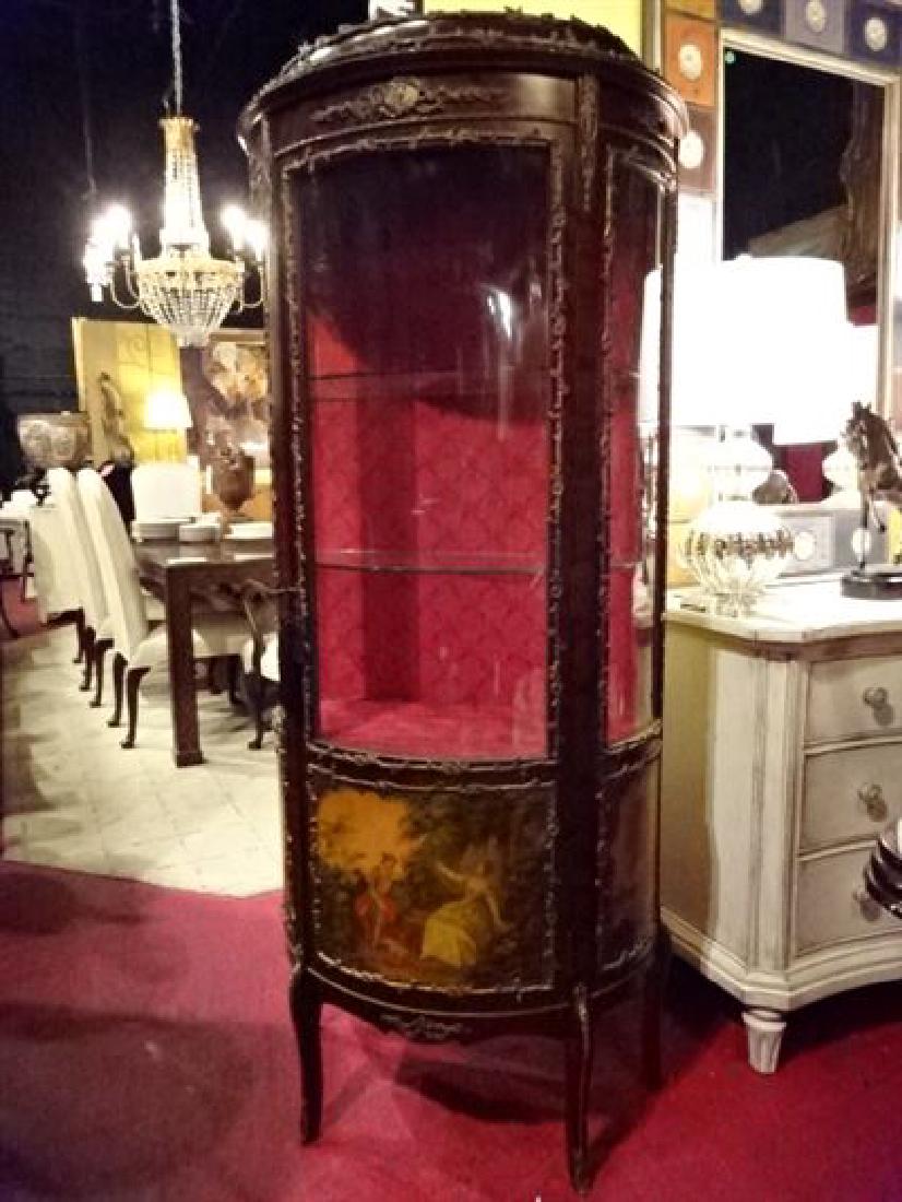 LOUIS XV STYLE VITRINE CABINET, CURVED GLASS DOOR, (1 of 8)
