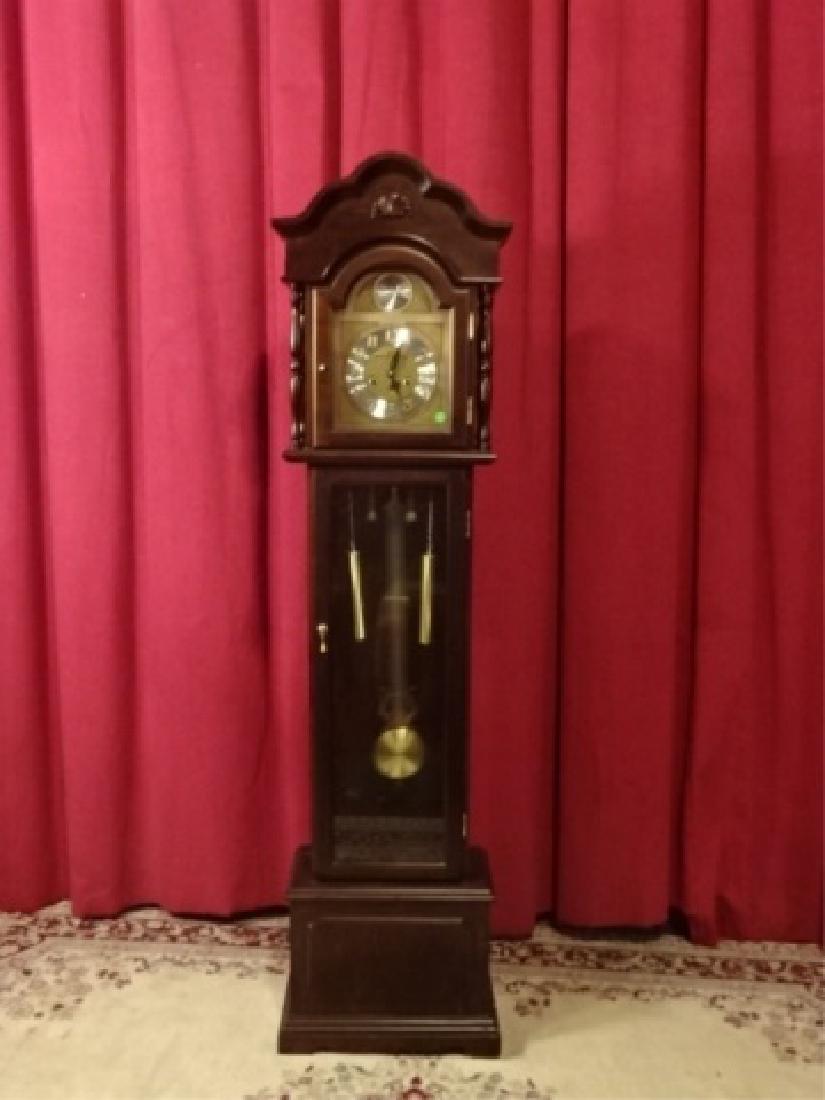 EDWARD MEYER GRANDFATHER CASE CLOCK, BRASS FACE, (1 of 9)