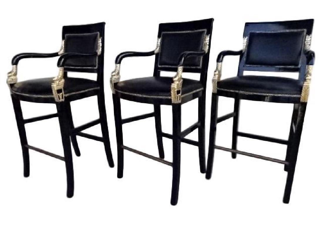 SET OF 3 FRENCH EMPIRE STYLE BARSTOOLS, GOLD GILT (1 of 4)