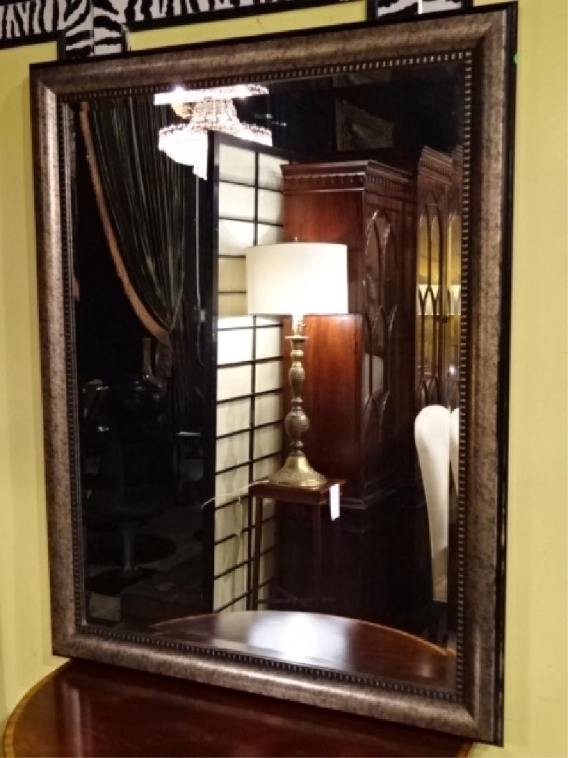 LARGE CONTEMPORARY WALL MIRROR, ANTIQUED SILVER FINISH (1 of 4)